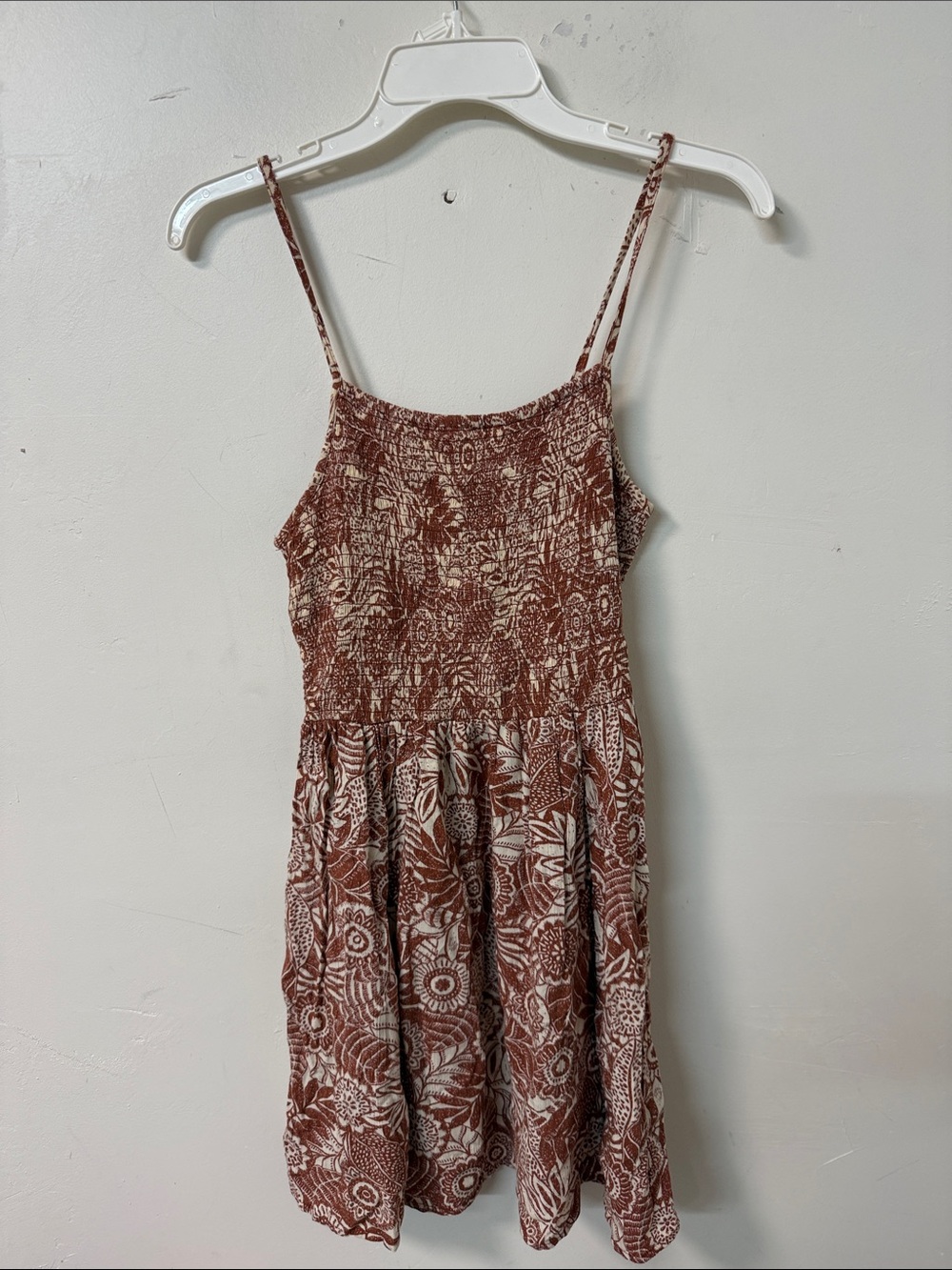 Angie Rust Floral Smocked Mini Dress